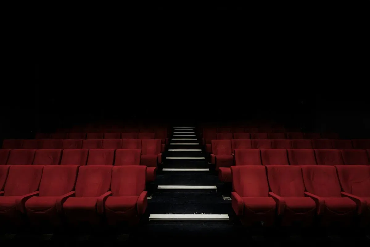 Rows of red cinema seats in a local theatre